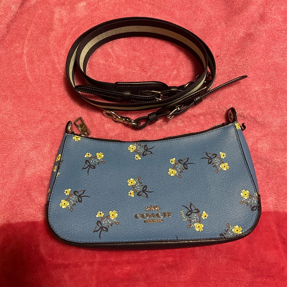 Coach Blue Floral Shoulder Bag